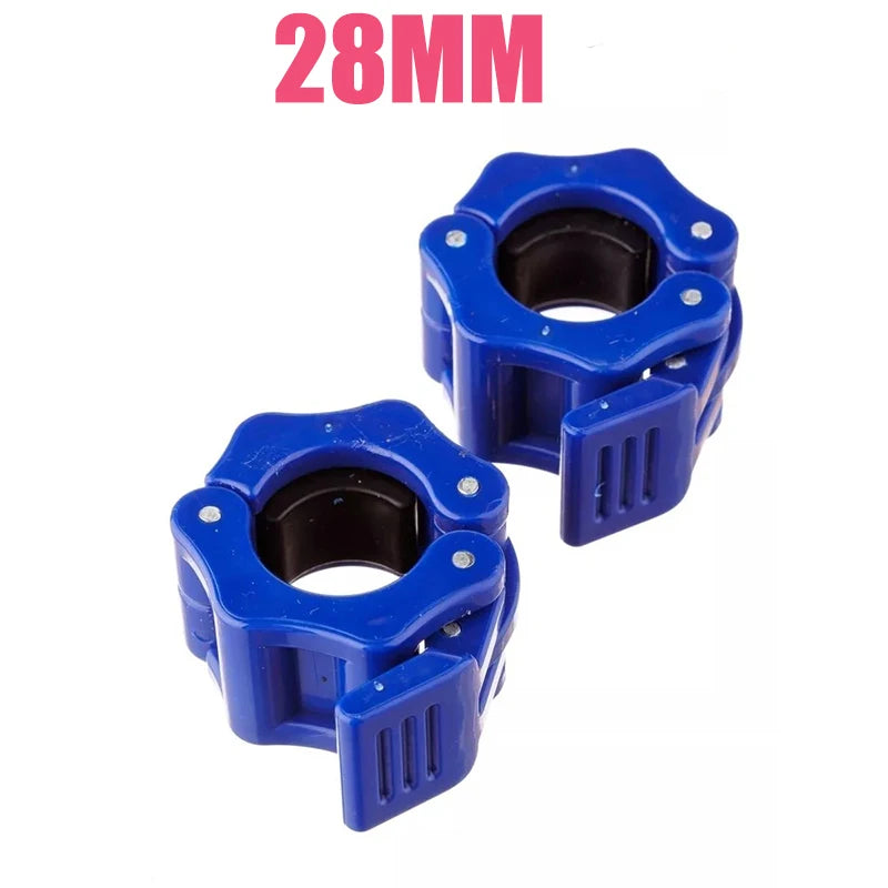 Two-piece thick barbell and dumbbell buckle set with quick-release nuts for secure fixing of weights on Austrian or standard bars.