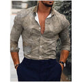 Men's Hawaiian piano luxury designer shirt by Showlu Fashion, floral 3D print, long sleeve, casual single-breasted top