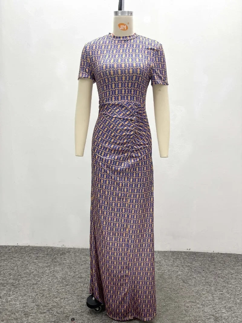 African plus size women's mermaid dress by Showlu Fashion, elegant short sleeve corset gown with ruched details and floor-length evening style.