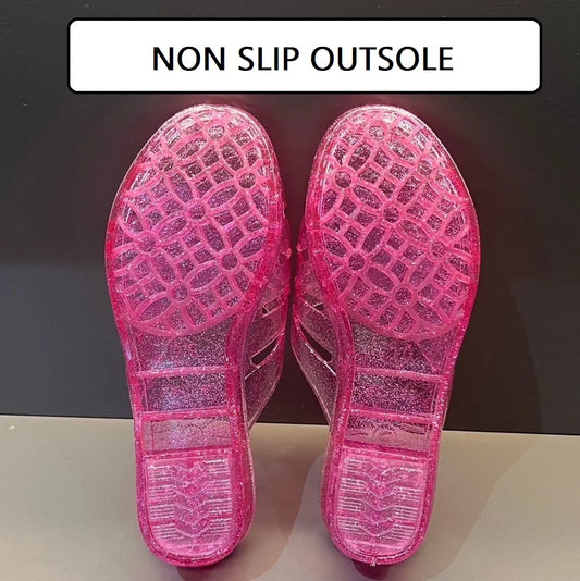 New crystal jelly sandals woman wedges Glitter Slippers Ladies Summer Outdoor Shoes Casual Sparkling Flip flops