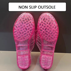 New crystal jelly sandals woman wedges Glitter Slippers Ladies Summer Outdoor Shoes Casual Sparkling Flip flops
