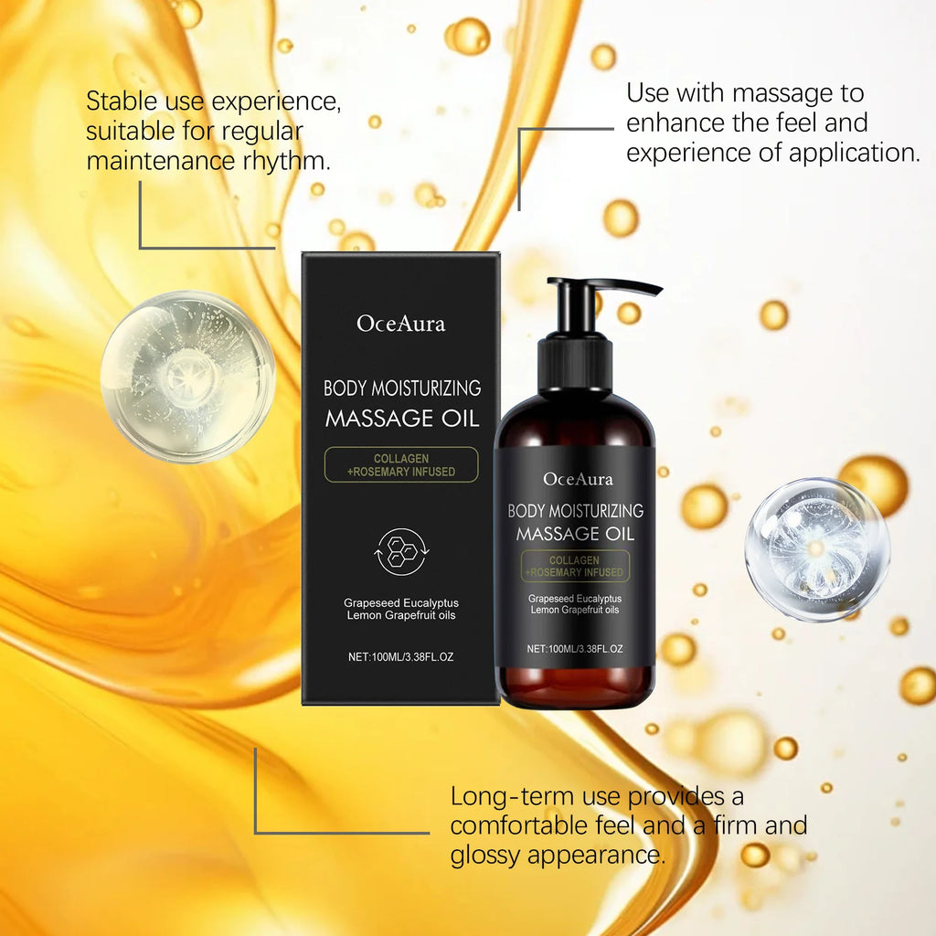 Nourishing OceAura Body Massage Oil by Showlu Fashion Store with plant-based ingredients for skin tightening and hydration.