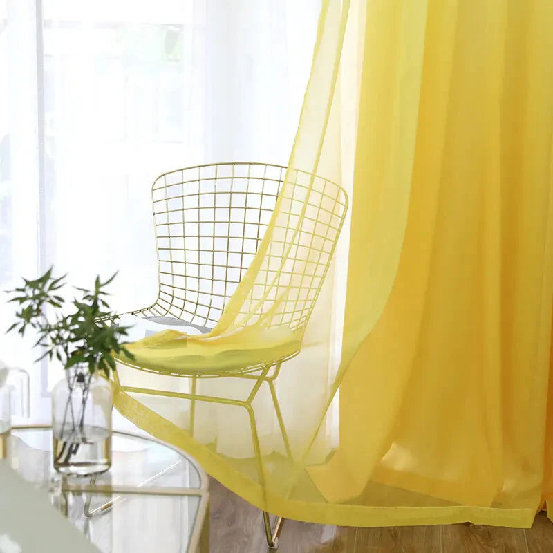 Black Ant modern yellow blackout curtains and sheer window drapes in black, showcasing thick fabric and stylish design.