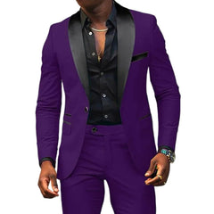 Men's New Fashion Business Casual Two-piece, Comfortable and Breathable Slim-fit Side Slit Single-button Suit Jacket+trousers