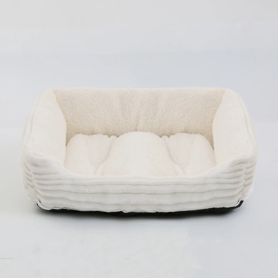 Showlu Fashion square plush calming dog bed with waterproof Oxford fabric, soft pet sofa for comfort and relaxation