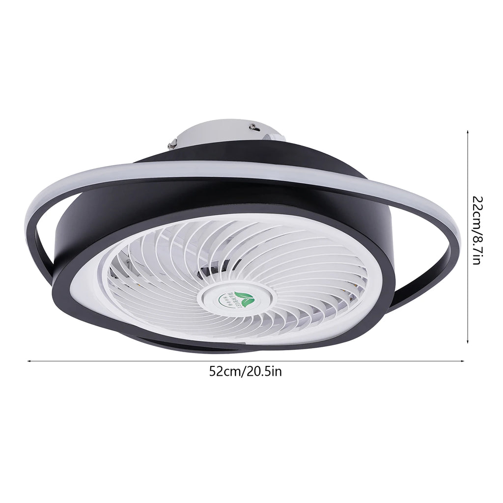 Showlu 20-inch low profile ceiling fan with dimmable LED light and remote control, ideal for modern indoor spaces.