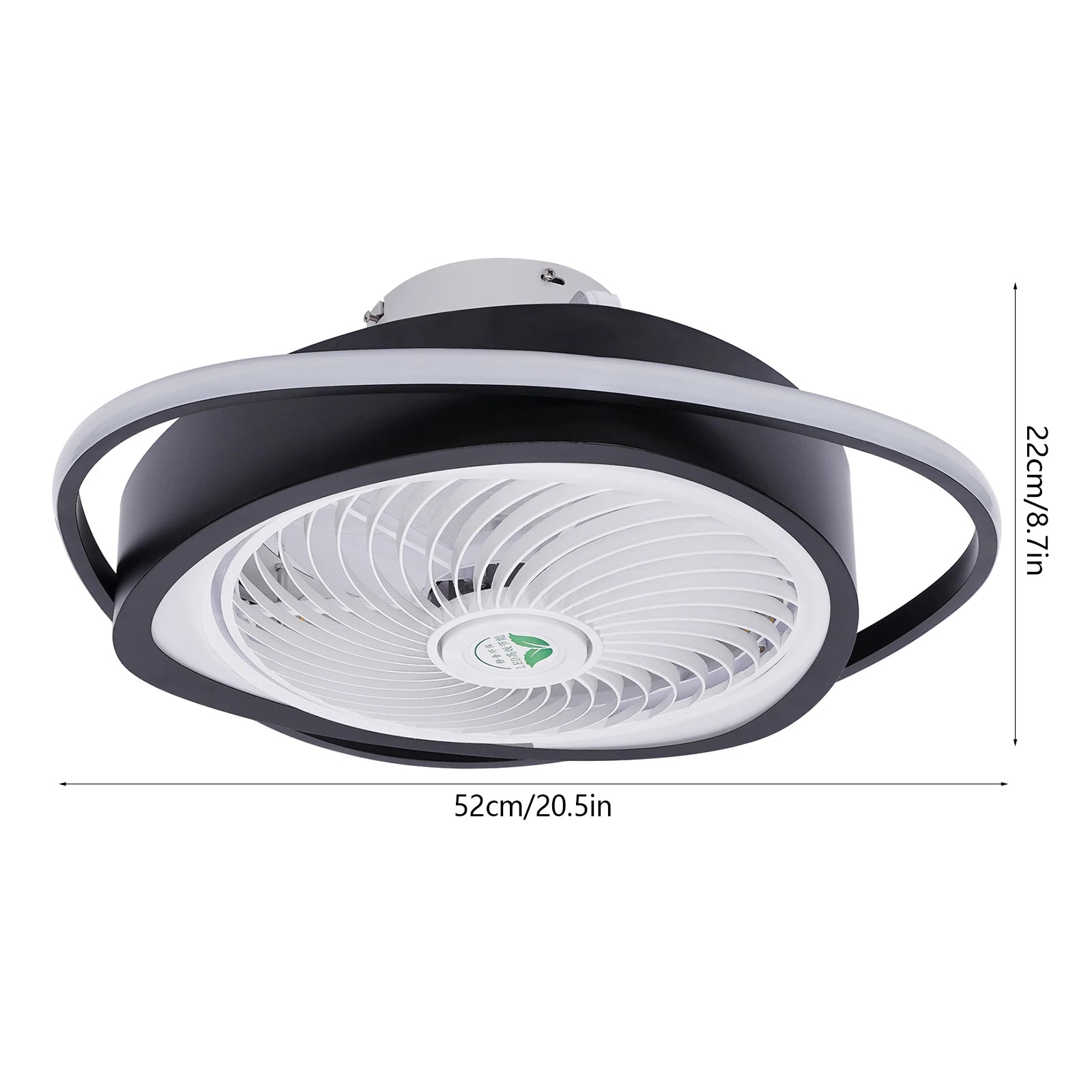 Showlu 20-inch low profile ceiling fan with dimmable LED light and remote control, ideal for modern indoor spaces.