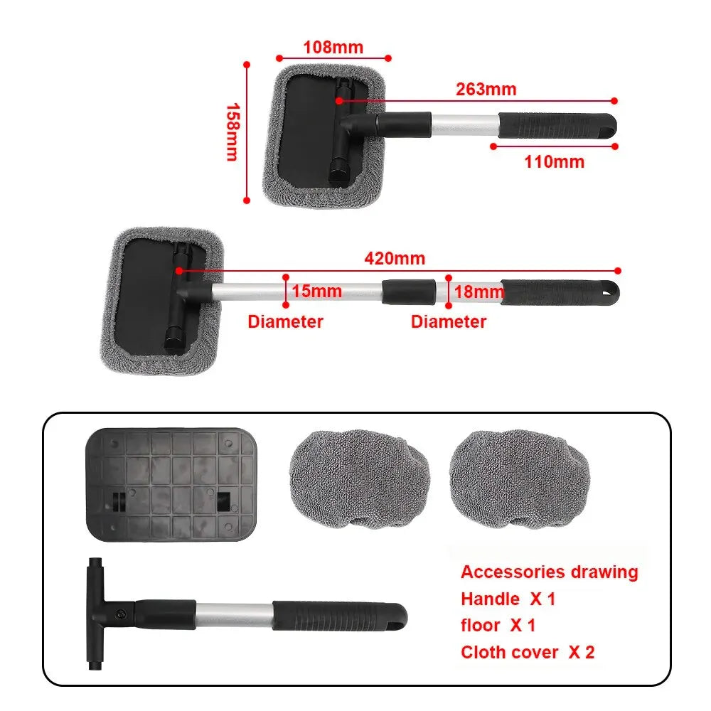 Showlu Car Windshield Cleaning Brush with microfiber glass wiper for effective, streak-free cleaning of car windshields.