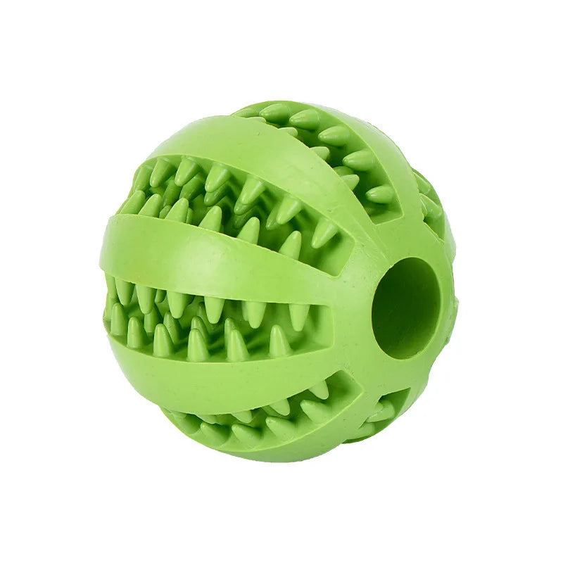 Showlu Smart General rubber dog chew ball with treat dispensing feature, designed for puppy training and teeth cleaning.