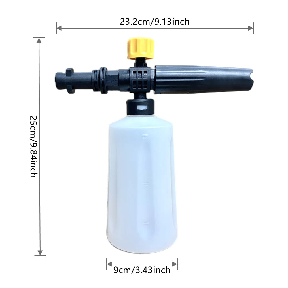 Showlu Fashion Store pressure washer foam bottle with nozzle for cleaning cars and surfaces, filled with foam solution.