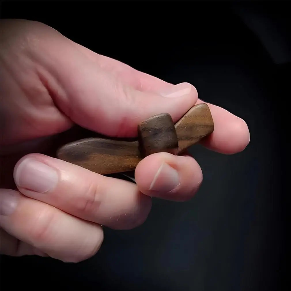 Showlu Wooden Pocket Cross, fingertip stress relief heart gift, natural wood design, compact and portable religious accessory