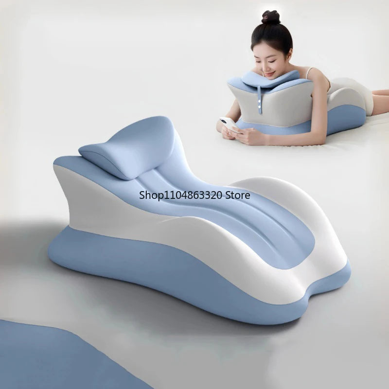 Showlu Memory Foam Pillow ergonomic wedge for neck and leg support, featuring contoured design for comfortable rest.