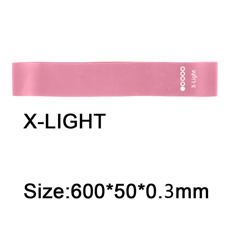 Set of Showlu Fashion Store fitness elastic resistance bands for home yoga, Pilates, Crossfit, and workout stretching routines.