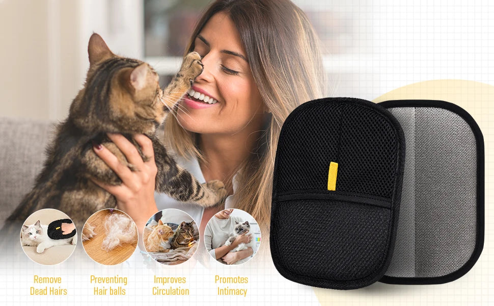 Showlu Smart General reusable pet hair gloves with textured surface for effective pet hair removal from furniture and clothing.