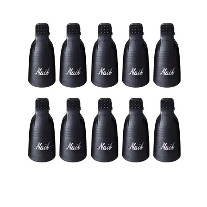 Showlu Smart General nail polish remover clips holding cotton pads on nails for easy, mess-free polish removal.