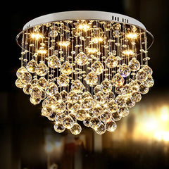 Luxury Water Drop Crystal Ceiling Lamp Modern Round Flush Mount LED Chandelier For Villa Closet Dining Room Home Lighting