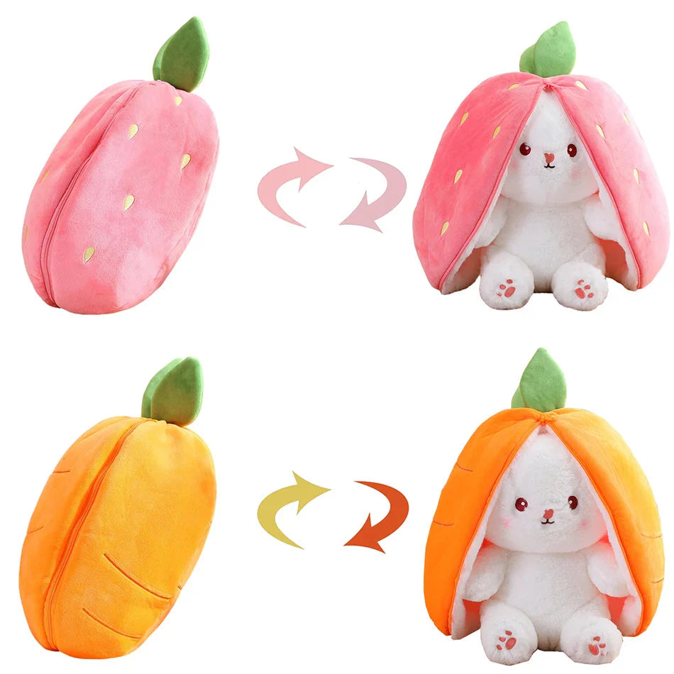 SHOWLU 18cm strawberry rabbit plush toy with zipper, soft stuffed animal doll, perfect for kids and collectors.