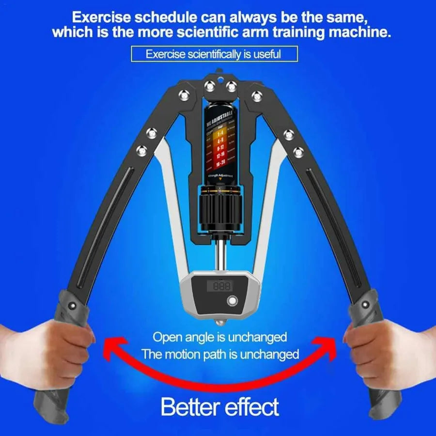 Showlu Hydraulic Power Twister Arm Exerciser with adjustable resistance from 22 to 440 lbs, showcasing its sturdy design and handles.
