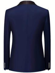 Men's Formal Suit Set Business Casual Slim Fit Tuxedo for Wedding, Long Sleeve Notch Lapel, Groom