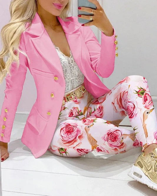 2025 Women's 2pcs Tracksuits Solid Long Sleeve Blazer Pants Suit Sets Office Lady Tracksuit Two Piece Set Fitness Outfits Woman SHOWLU FASHION STORE