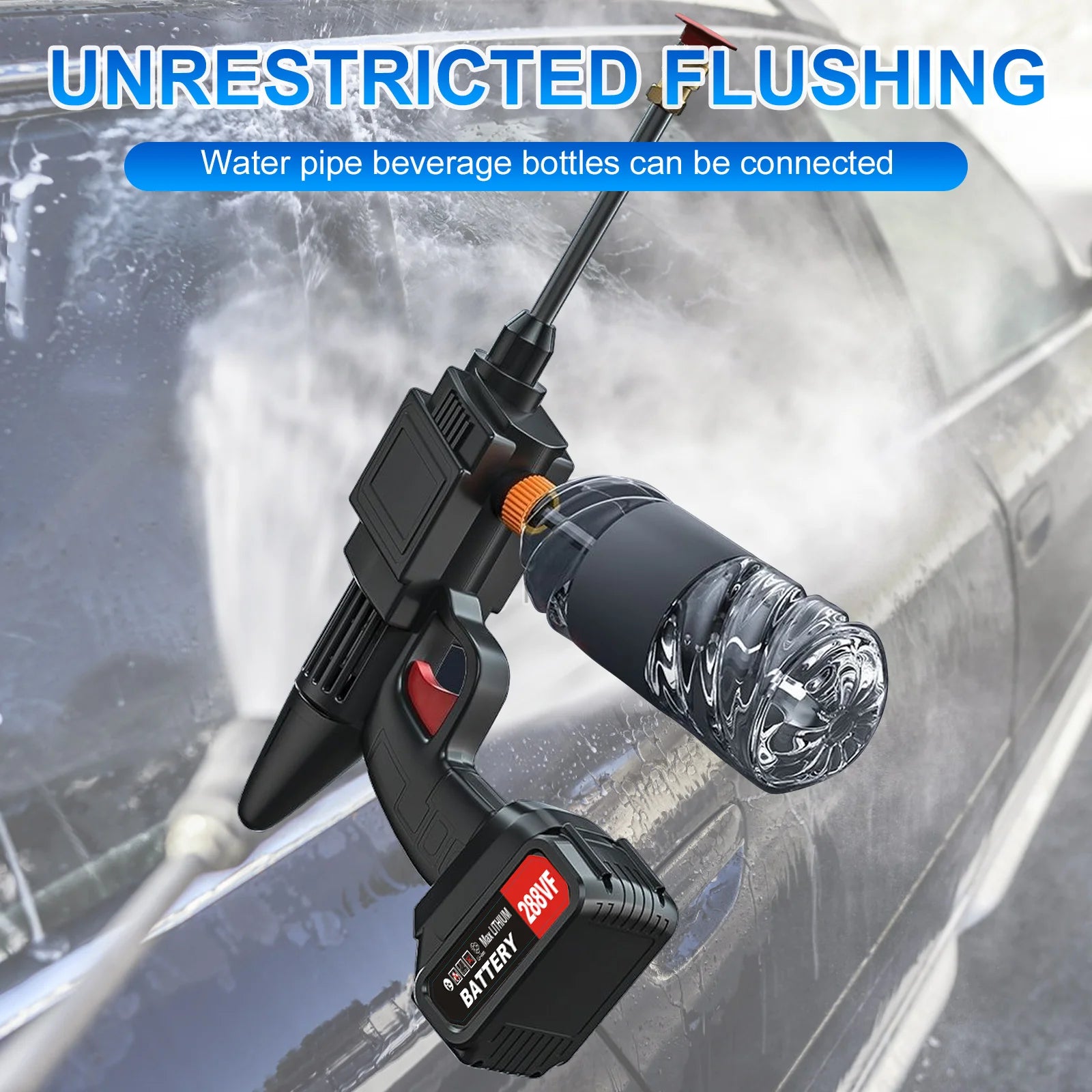 Showlu Smart General cordless pressure washer with 48V battery, featuring a compact design and high-pressure spray gun.