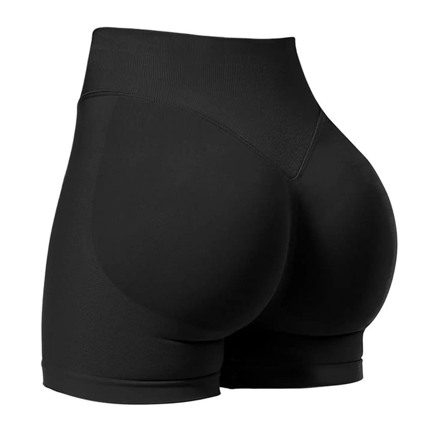 Women's seamless ribbed yoga shorts by CZGUKE, high stretch gym booty shorts in black, featuring a snug, comfortable fit for active wear.