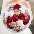 Navy silk rose wedding bouquet with artificial flowers, 20cm size, featuring elegant silk roses for bridal arrangements
