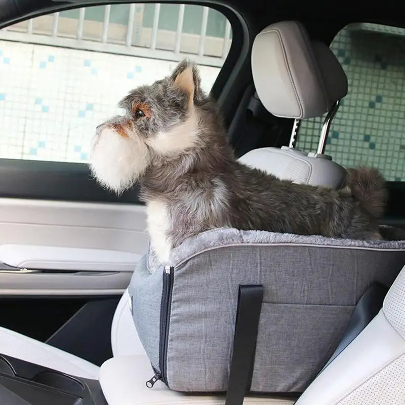 Small Showlu nonslip pet car seat for dogs and cats, with armrest travel kennel, designed for secure travel comfort.