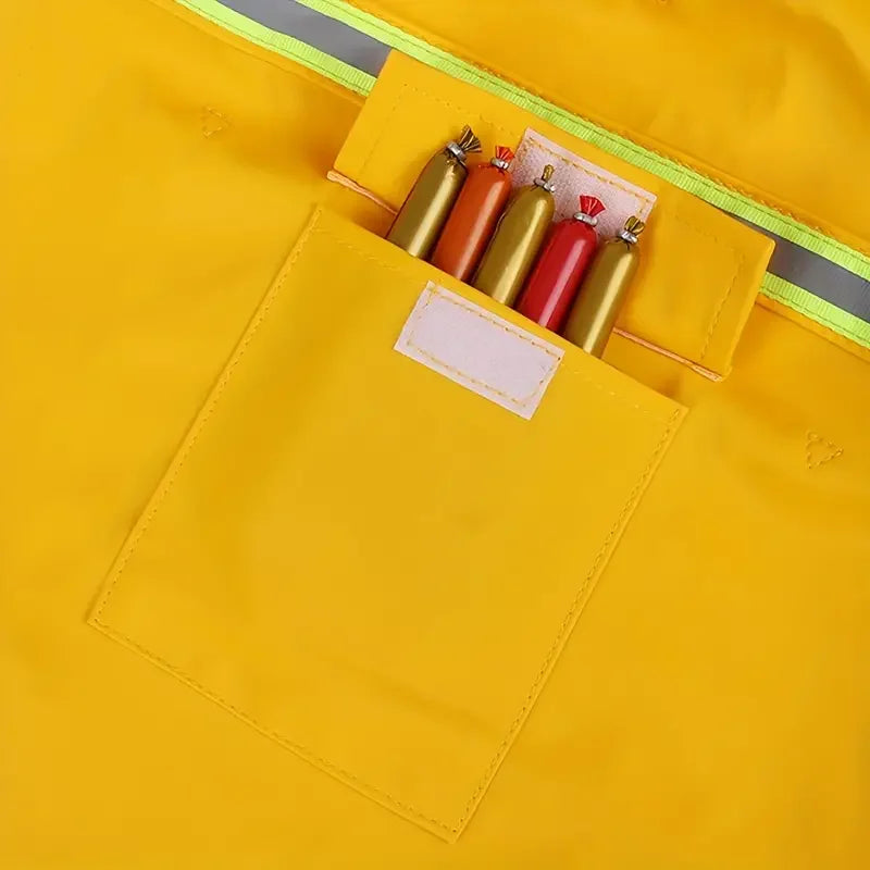 Reflective Showlu Fashion waterproof dog raincoat with hood, made of PU material, designed to keep pets dry in rainy weather.