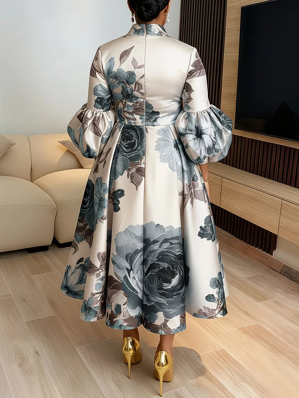 Elegant Dress Women for Wedding Party Summer African Half Sleeve Polyester Wedding Printing Midi Dress Dashiki Africa Clothing