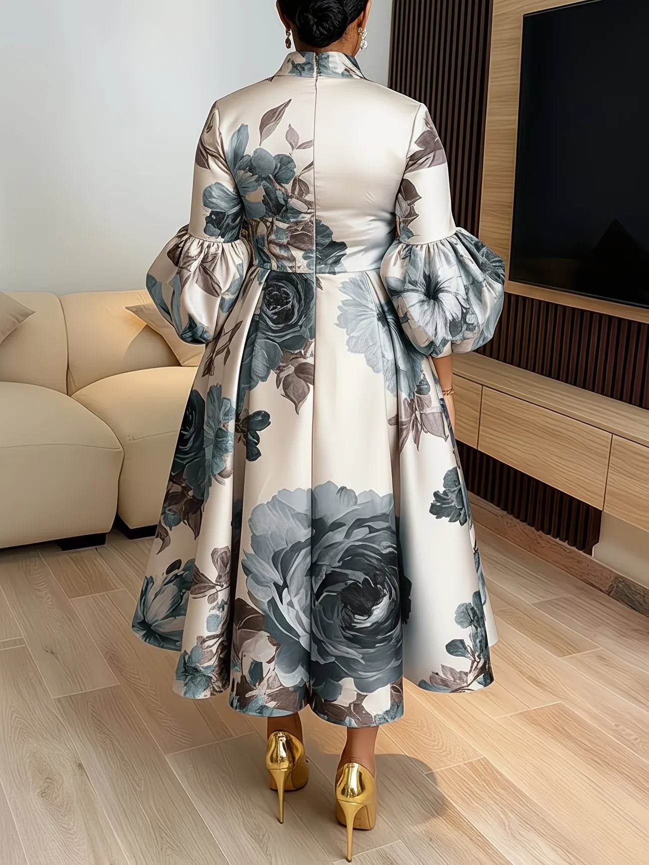 Elegant Dress Women for Wedding Party Summer African Half Sleeve Polyester Wedding Printing Midi Dress Dashiki Africa Clothing