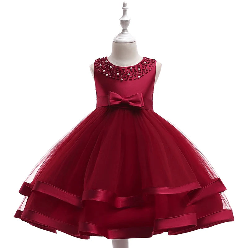 Elegant 2023 summer princess dress for girls with bow, perfect for birthday parties and weddings, by Showlu Fashion Store.