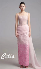 Customized Simple Pink Satin Evening Dresses Exquisite Strapless Sleeveless Celebrity Gowns Fashion Special Occasion Gowns