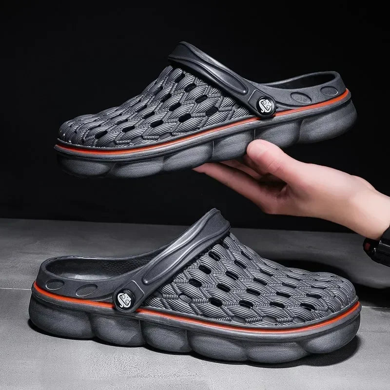 Men's soft EVA outdoor beach sandals with slip-on design, suitable for hiking, garden, and summer outdoor activities.