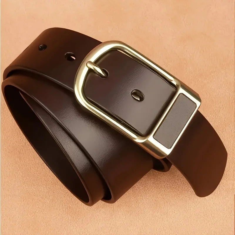 Showlu Fashion men's PU leather cowboy belt with retro pin buckle and jeans style, featuring a stylish and durable design.
