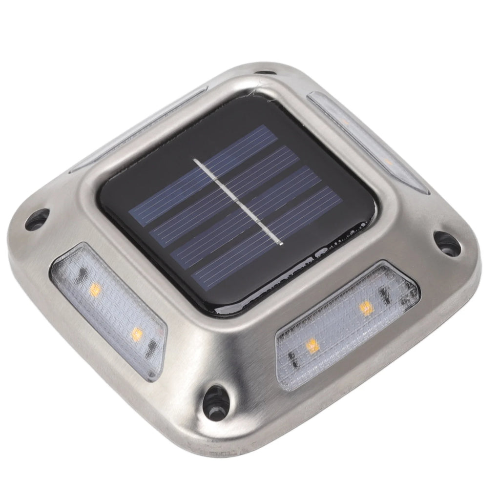 Showlu Smart General 8 LED solar ground light, waterproof IP65 warm garden lamp illuminating outdoor pathway or garden area.