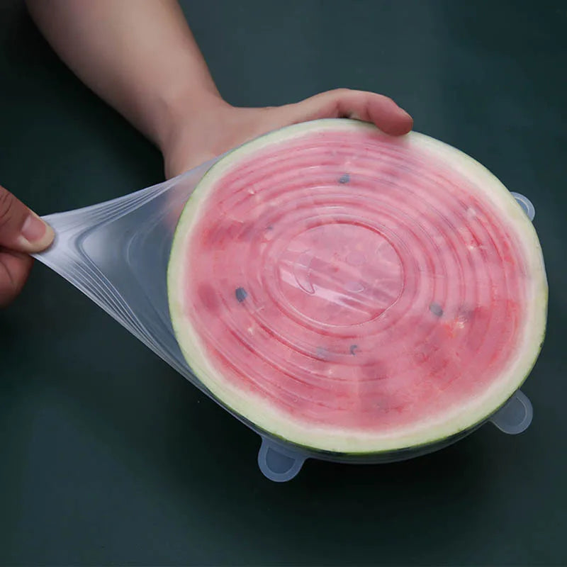 Showlu Smart General silicone stretch lids fitting over bowls and containers, flexible and reusable food storage covers.