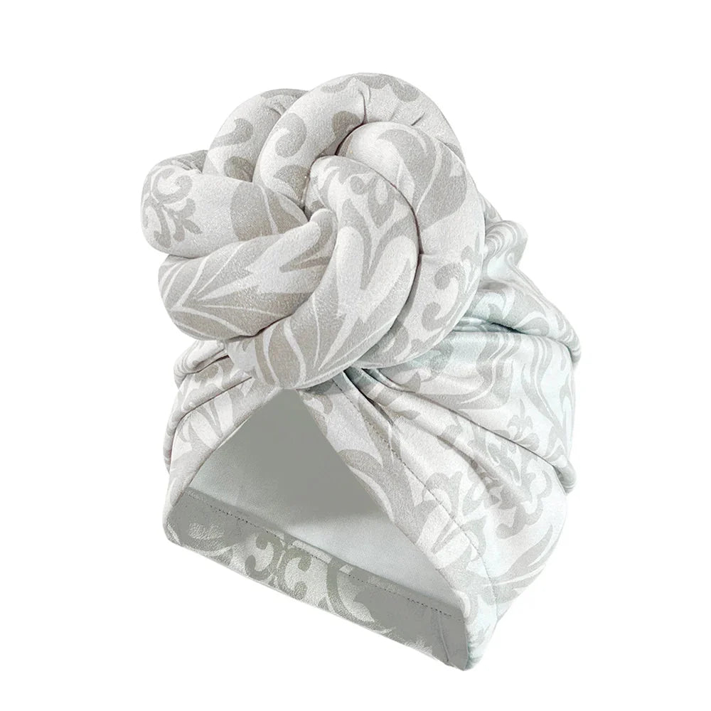SHOWLU Knotted Head Wrap with luxury floral design, made of polyester, perfect for parties and stylish fashion accessories.
