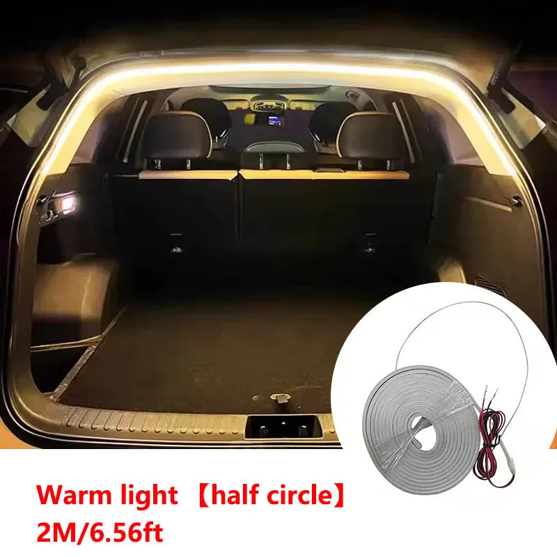 LUMERIS Motion Sensor LED car trunk light strip providing ambient lighting in a vehicle's trunk area
