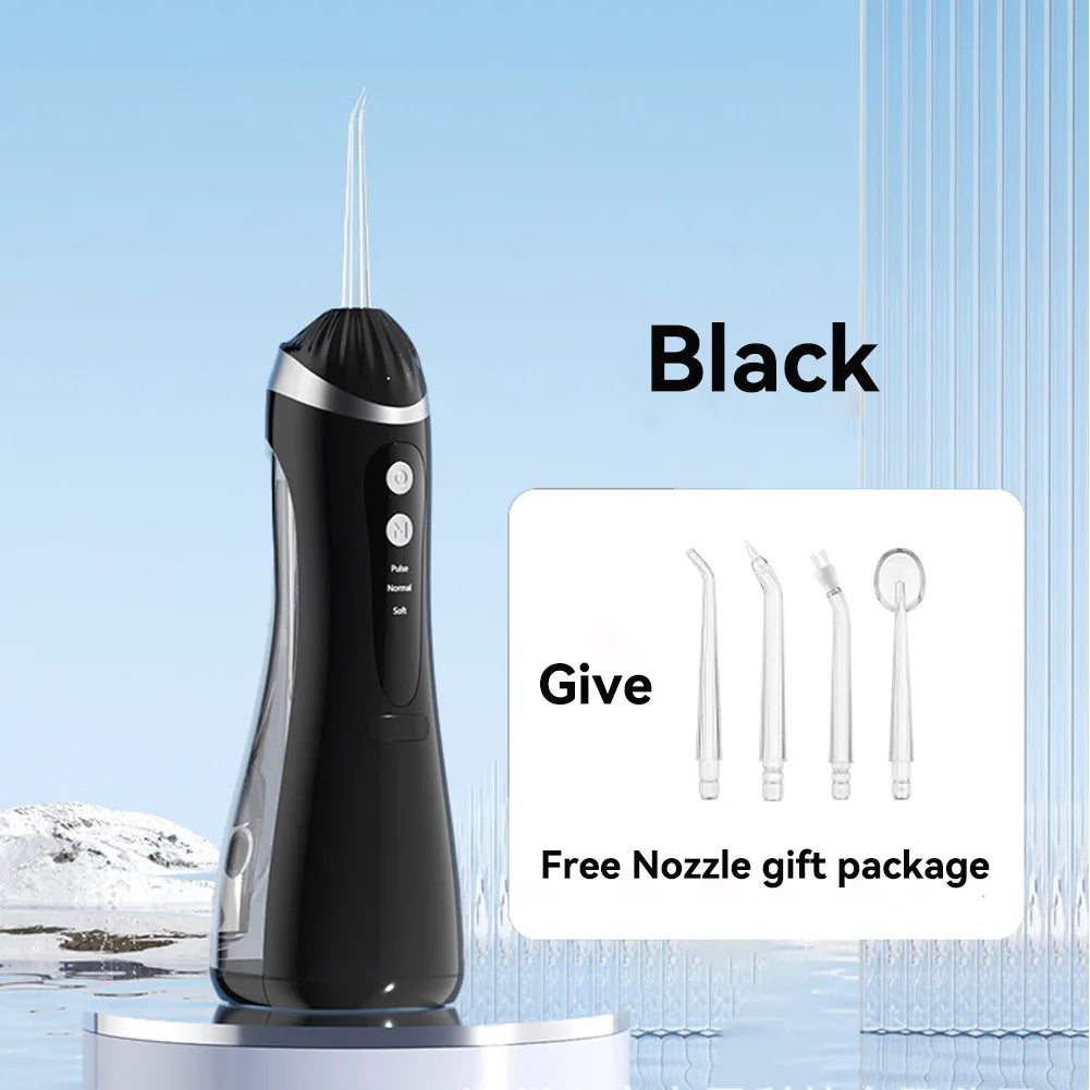 Portable Showlu Smart USB rechargeable oral irrigator with 200ML water capacity and IP65 water-resistant design.