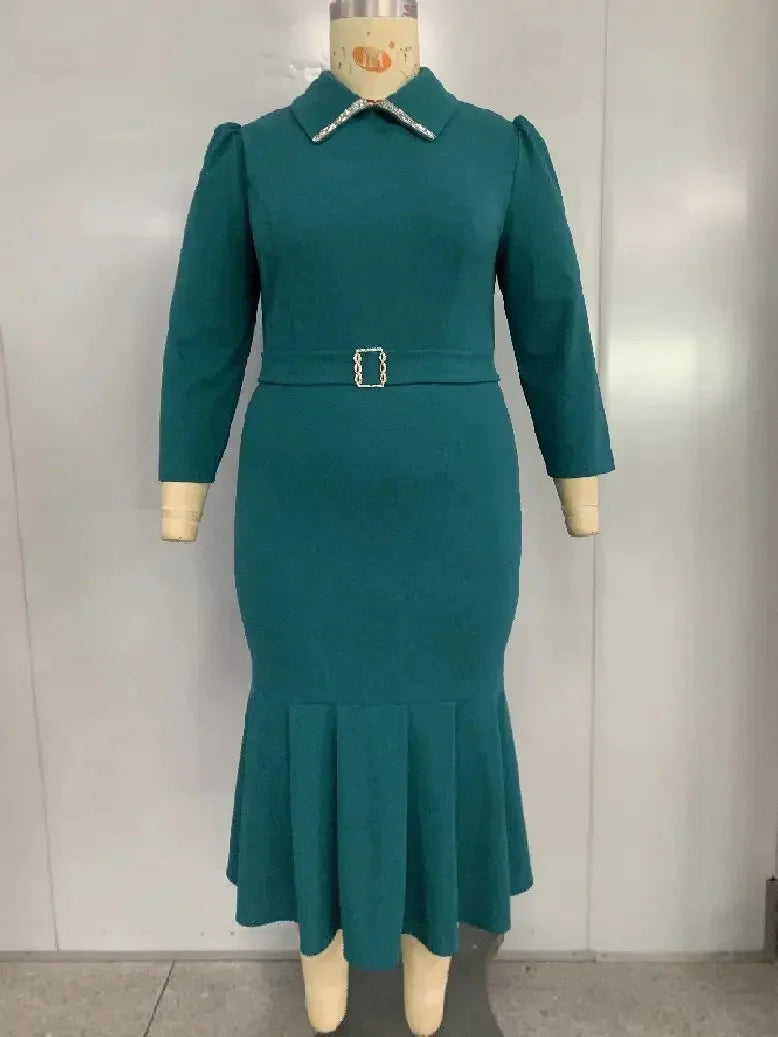 Aimei Women's Mermaid Church Dress by SHOWLU FASHION STORE, long sleeve modest office gown in elegant style.