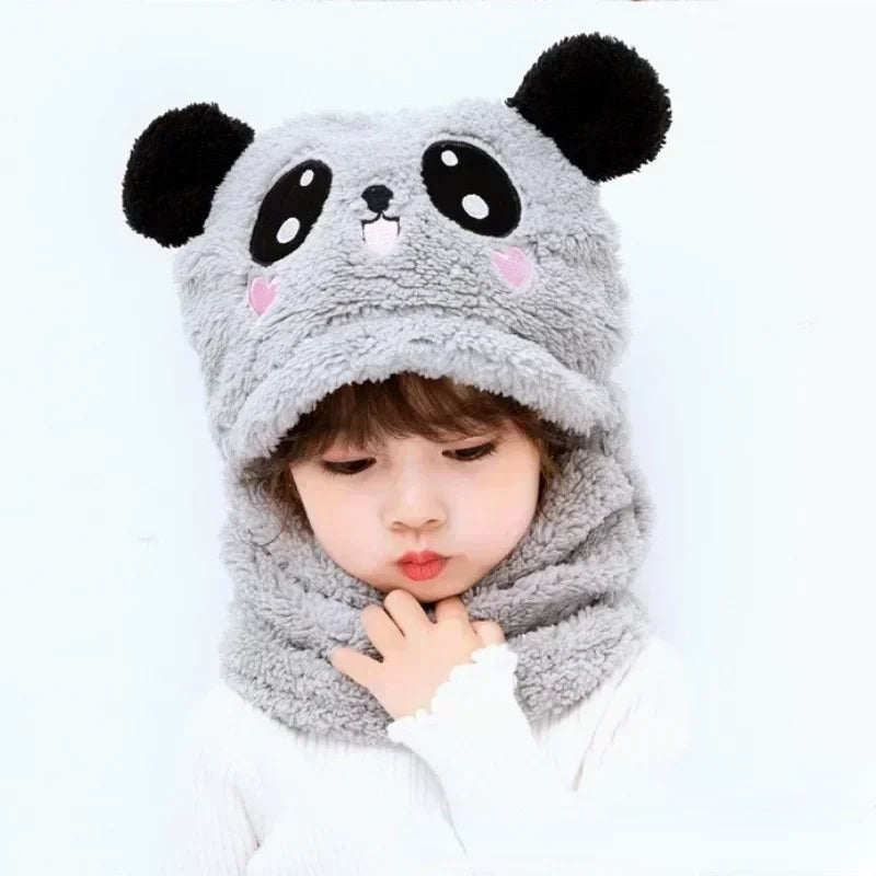 Cartoon-themed winter hat for kids with fleece lining, suitable for girls and boys, ages 1-18, featuring a thick, cozy cap.