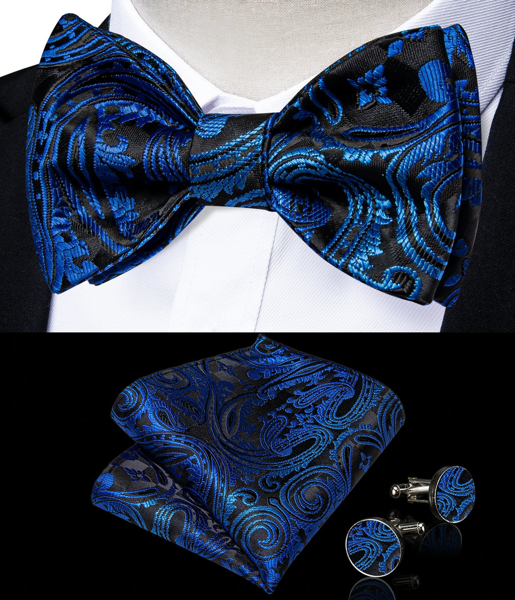 Brand New Men's Bow Tie Teal Green Blue Paisley Floral Silk Bow Tie Wedding Party Butterfly Bowknot Men Tie Accessories DiBanGu