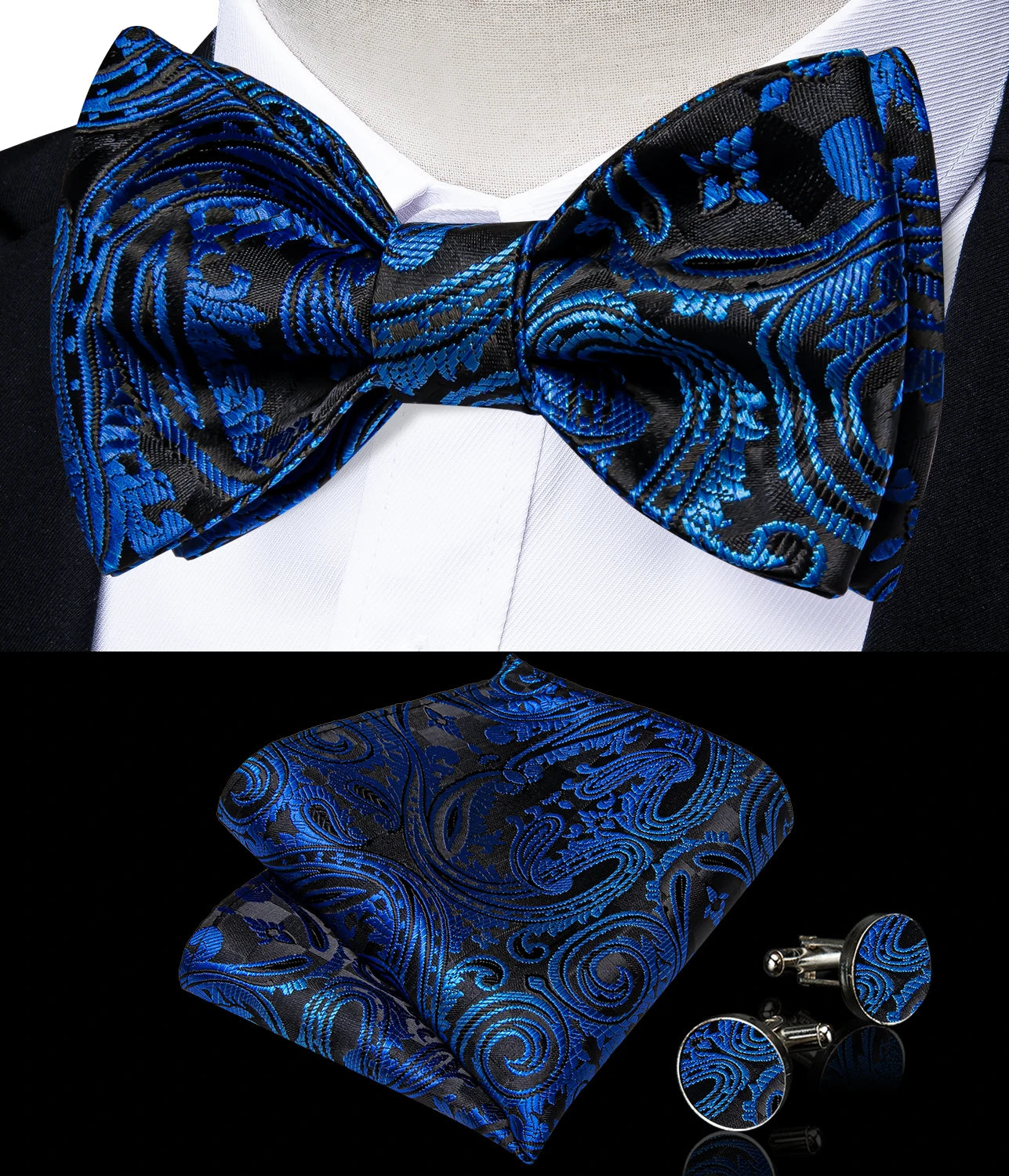 Brand New Men's Bow Tie Teal Green Blue Paisley Floral Silk Bow Tie Wedding Party Butterfly Bowknot Men Tie Accessories DiBanGu