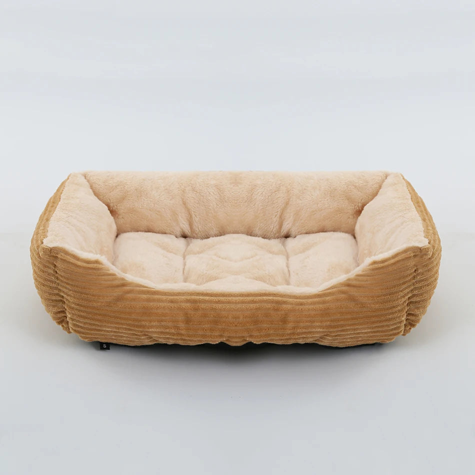 Showlu Fashion square plush calming dog bed with waterproof Oxford fabric, cozy pet sofa for comfort and relaxation.