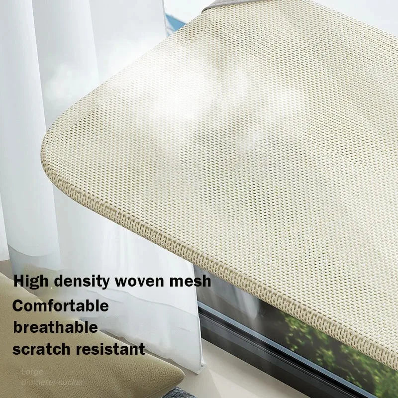 Showlu Cat Suction Cup Hammock hanging on a window with a double-layer design, providing a cozy pet bed for cats.