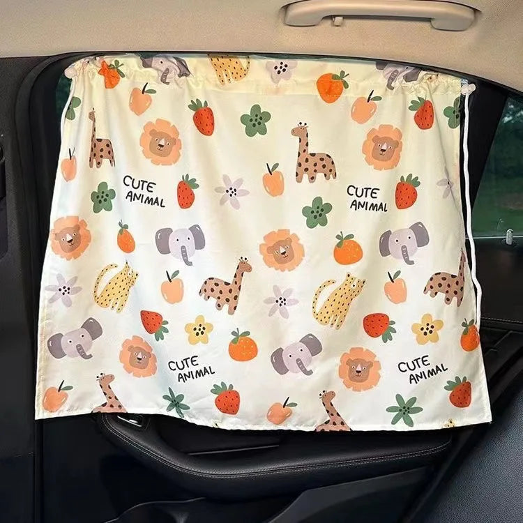 Showlu Smart General baby car window shade blocking sunlight and UV rays, providing shade and privacy inside the vehicle.
