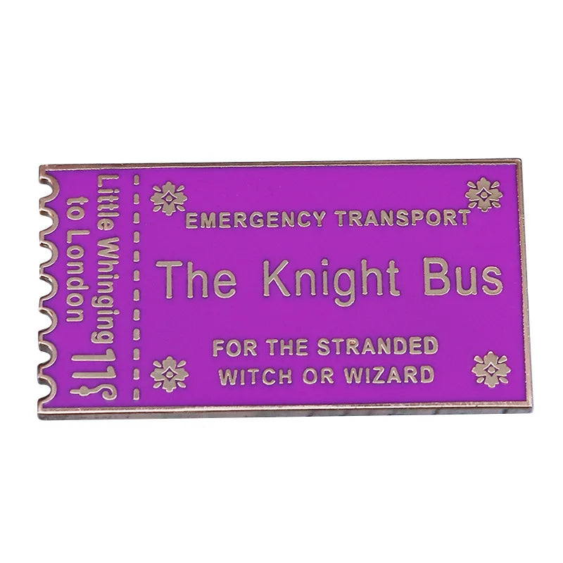 Enamel pin of the Knight Bus from Harry Potter, featuring a detailed triple-decker design in vibrant colors.