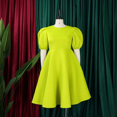 Elegant Dresses for Woman 2025 O Neck Short Sleeve High Waisted Pleated Mid Calf Luxury Female Birthday Party Dinner Vestidos
