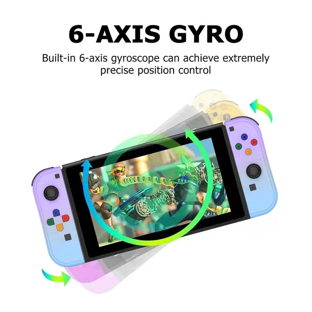 Wireless Showlu Joy Cons gamepad for Nintendo Switch, OLED, and Lite, with Bluetooth, vibration, turbo, and wake-up function.